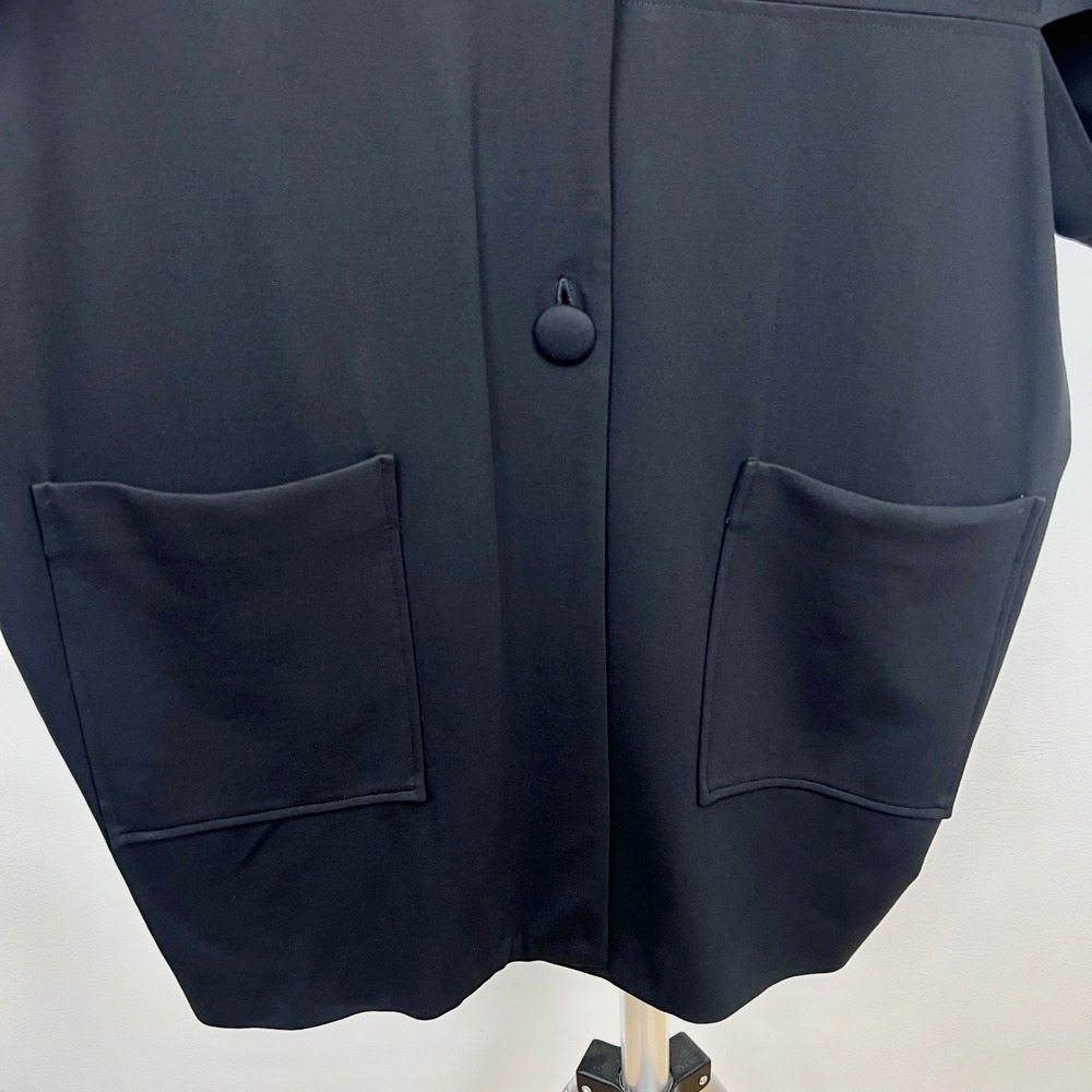Sz 10- Joseph Ribkoff Black‎ Batwing Short Slv Collarless Cardigan Blazer Jacket - Picture 3 of 11